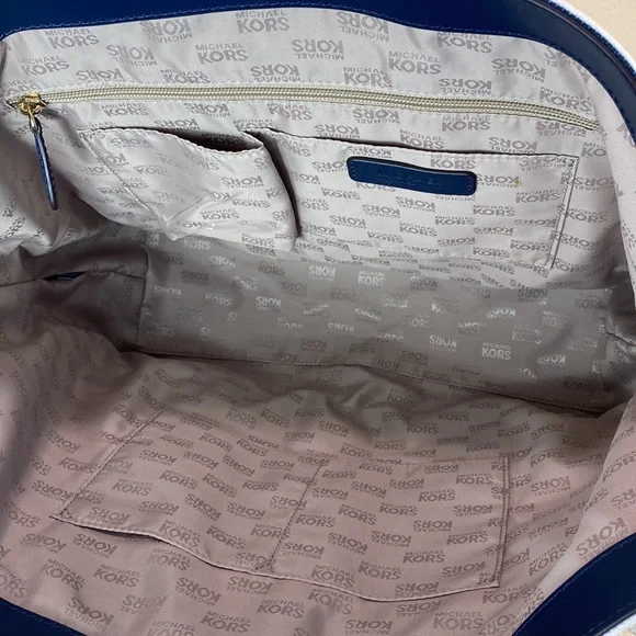 Michael Kors Fulton Canvas Striped Large Tote, Navy/White - Picture 6 of 7